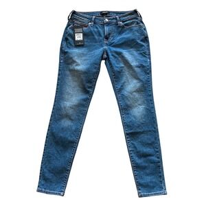 True Religion Jennie Curvy Super Skinny Jeans Pink Stitch Neptune Wash 500708 28